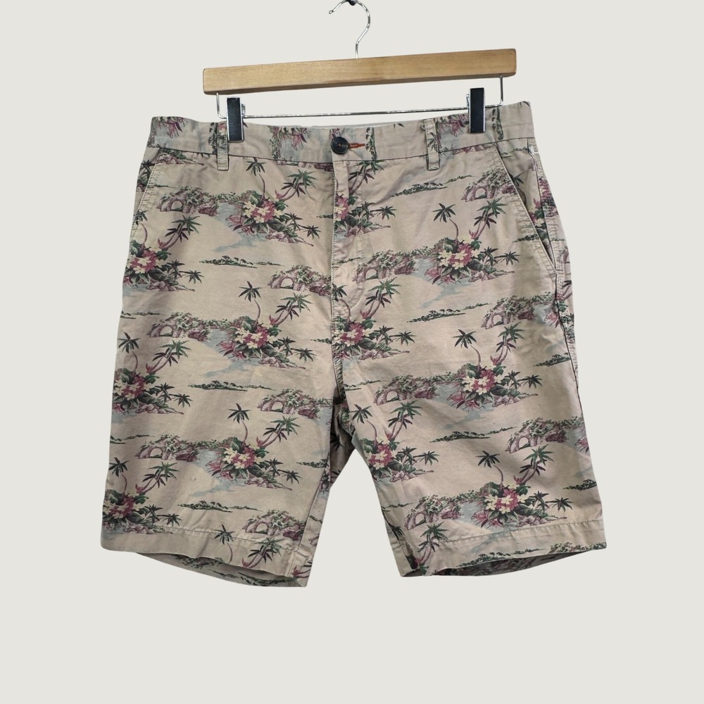 Rodd & Gunn Island Shorts 36 Tan Floral Tropical Slim Fit Resortwear Coastal